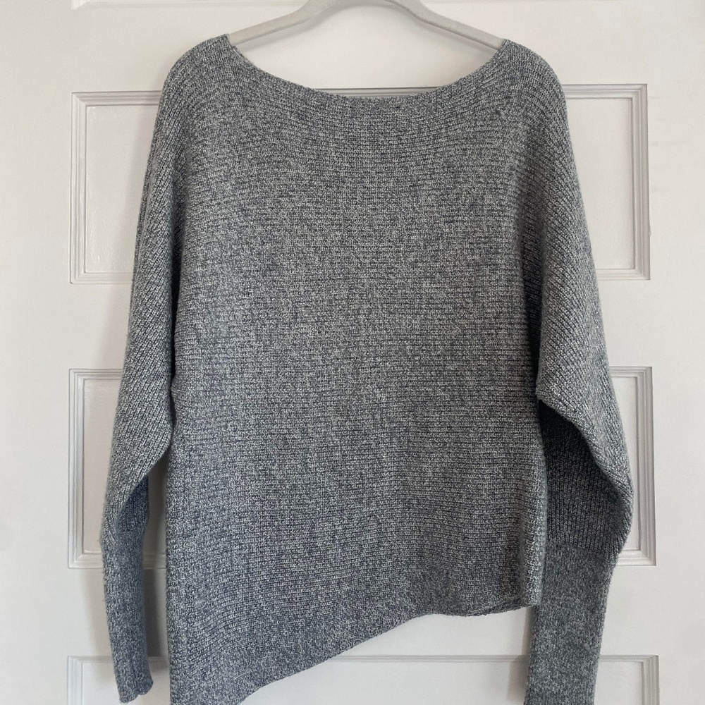 Gray, off shoulder sweater